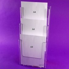 Porte brochures MURAL A4 V o H 3 COMPARTIMENTS