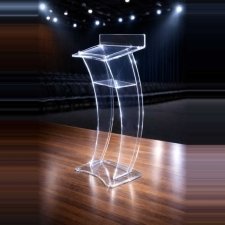 Pupitre conférence plexiglas PENELOPE avec affiche