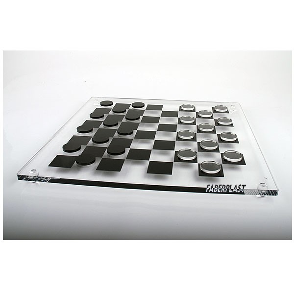de transparent acrylique clair et gris Mini dame jeu 25tlg plateau de jeu par Las 